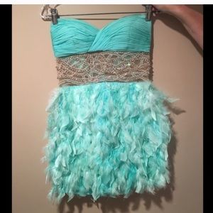 Feather Mint Formal Dress Mac Duggal Brand